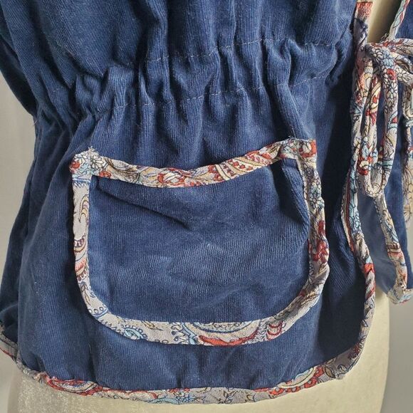Y2K IN HARMONY blazer blue corduroy tie waist cropped jacket S‎ - Picture 2 of 8